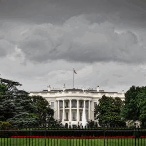 The White House in the middle of an impending storm.